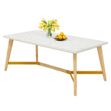 Tribesigns Dining Table for 6-8 People, 70.9 Inch Rectangular Kitchen Table with Solid Wood Legs, Faux Marble Wood Dining Table, Modern Large Dinner Table for Dining Room, Living Room, Kitchen Tribesigns