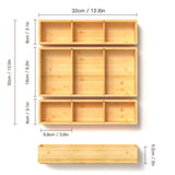 Bamboo Drawer Organizer 12.5'' X 12.5'' X 2'', Adjustable 3 Individual Junk Drawer organizer for Bathroom and Kitchen, Wood Drawer Organier Boxes for Jewellery, Make up and Tea Bag DUJEN