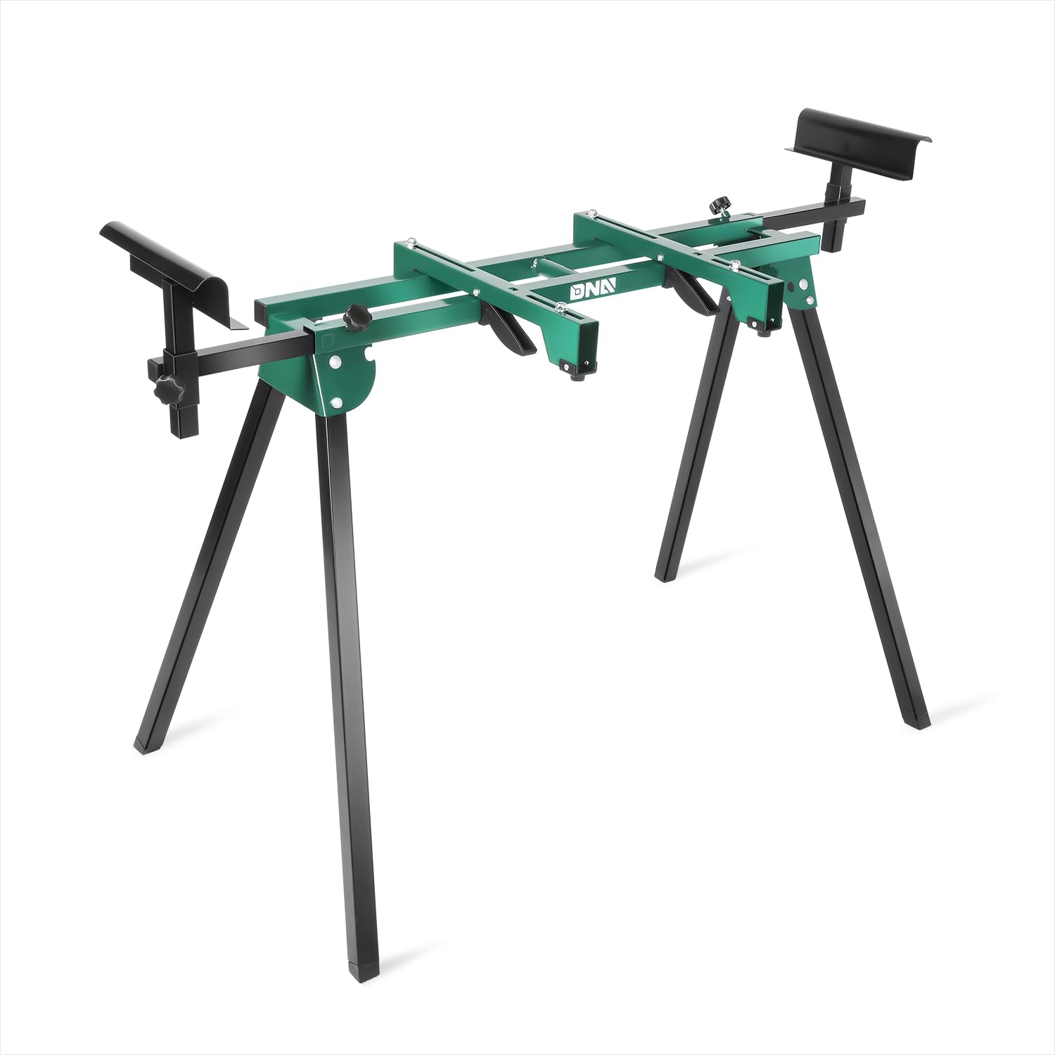 DNA MOTORING Miter Saw Stand Quick Attach Tool Compact & Folding, 220LB Capacity, Max. Sliding Rail 92.5", Quick Release Mounting Brackets, Green, TOOLS-00463 - WoodArtSupply