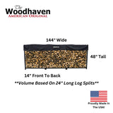 Woodhaven 12 Foot 3/4 Cord Black Outdoor Wood Rack With Optional Seasoning Cover - Heavy Duty Metal Log Rack For Storing Wood - Black Powder Coat Finish (Cover) Woodhaven