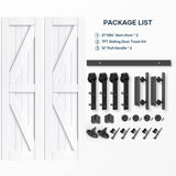 EaseLife 42in x 84in (Double 21in×84in Door) Barn Door with 7FT Sliding Door Hardware & Handle Included,DIY Assemblely,Easy Install,Water-Proof,Apply to Interior Exterior Rooms,K-Frame,White EaseLife