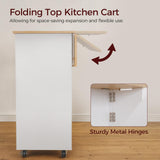 MAHANCRIS Kitchen Island on Wheels with Drop Leaf, Folding Countertop Kitchen Island Cart, Kitchen Island Table with Towel Rack, Drawer, for Kitchen, Dining Room, White and Natural KINW12501 MAHANCRIS
