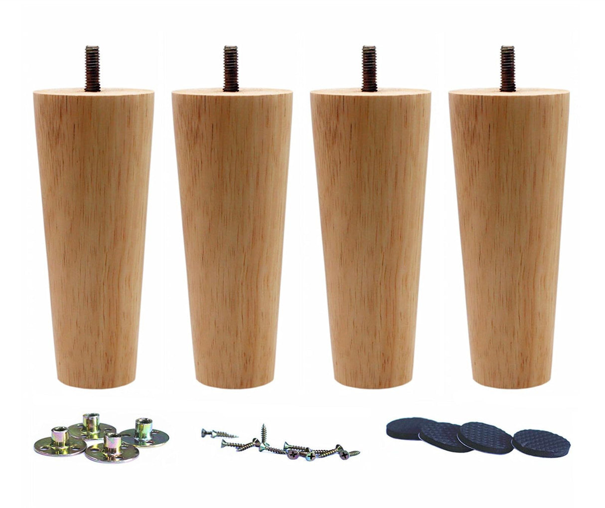 WEICHUAN Round Solid Wood Replacement Sofa Couch Chair Ottoman Loveseat Coffee Table Cabinet Furniture Wood Legs(6" Straight Set of 4) WEICHUAN