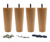 WEICHUAN Round Solid Wood Replacement Sofa Couch Chair Ottoman Loveseat Coffee Table Cabinet Furniture Wood Legs(6" Straight Set of 4) WEICHUAN