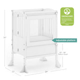 Guidecraft Contemporary Double Kitchen Helper® Stool - White: Extra-Wide Foldable Safety Tower for Two Toddlers; Adjustable Height, Wooden Counter Step Stool | Little Kids Learning Furniture Guidecraft