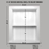 Fox Hollow Furnishings 14x18 Aiden Recessed Wall Niche Medicine Cabinet Replacement, in The Wall Bathroom Cabinet Insert Shelf/Shelves, Made in North America, Real Wood, NO MDF, Beadboard, White Fox Hollow Furnishings
