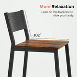 VASAGLE Bar Stools, Set of 2 Bar Chairs, Tall Bar Stools with Backrest, Industrial in Party Room, Rustic Brown and Black ULBC070B01 VASAGLE