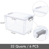 Citylife 6 Packs 32 QT Plastic Storage Bins with Lids Large Stackable Storage Containers for Organizing Clear Storage Box for Garage, Closet, Kitchen ITYLIFE CITYLIFE
