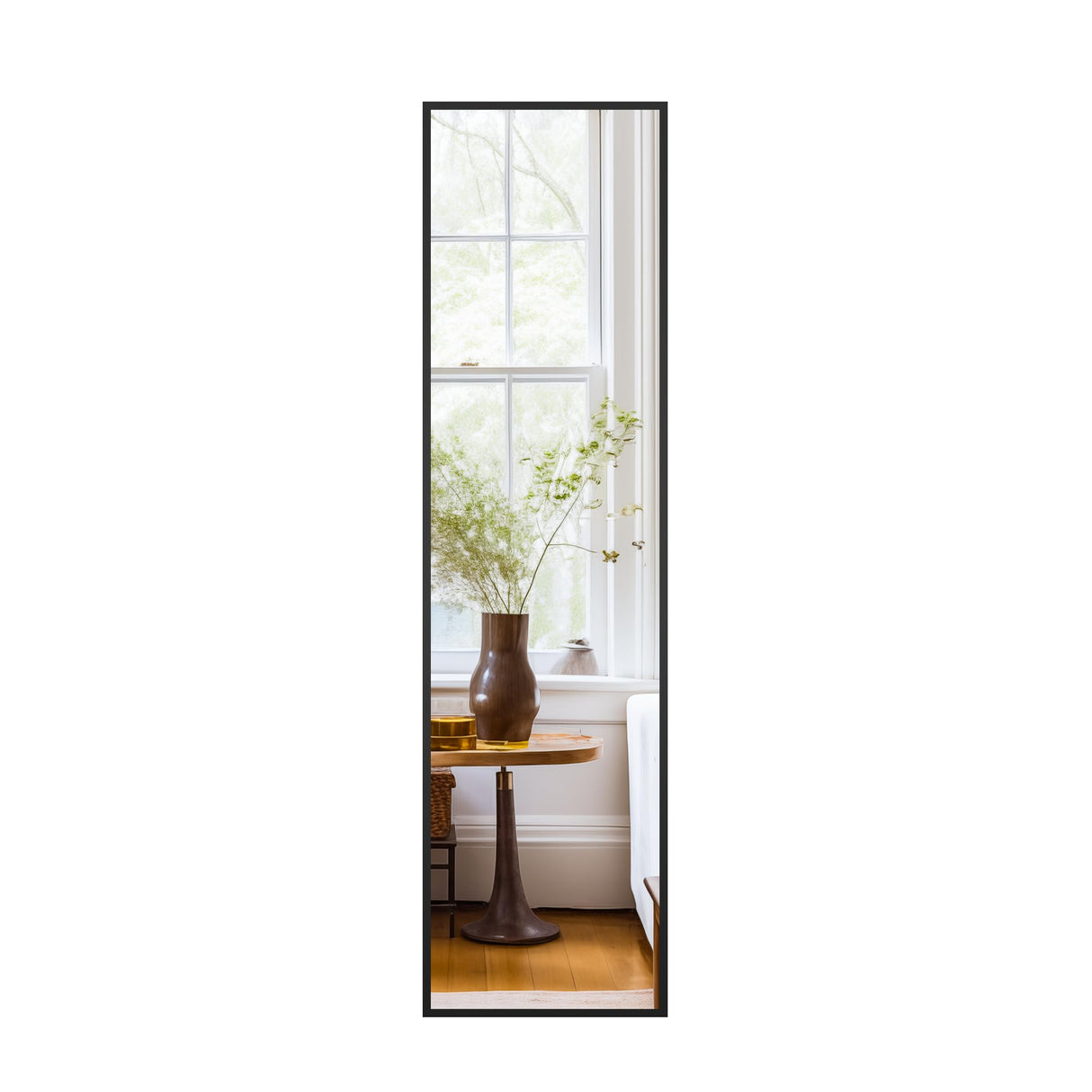 Delma Wall Mirror Full Length Mirror,Standing Mirror Full Body,Large Floor Mirror for Wall Door Bedroom Bathroom Living Room with Aluminium Frame(with Stand,56x15-Black) Delma