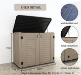 KINYING Outdoor Storage Shed - Horizontal Storage Cabinet Waterproof for Garden, Patio, Backyard, Storage Box for Easy Storage of Garbage Cans, Tools, Lawn Mower, 26 Cubic Feet,Dark Brown KINYING