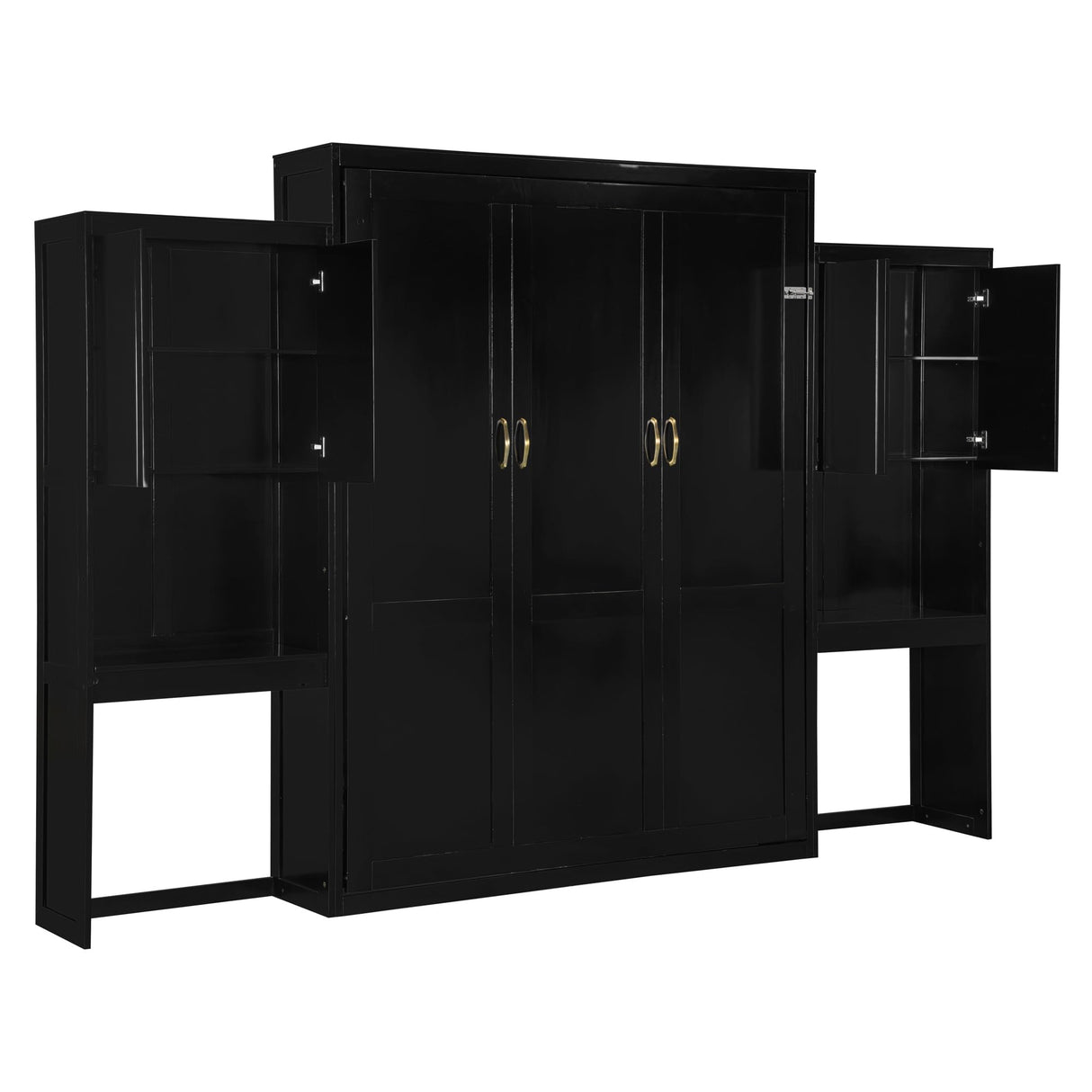Brabrety Queen Size Murphy Bed with Desk,Vanity and Cabinets,for Small Spaces Studio Study Office Guest Room Use (Espresso#Vanity, Queen) Brabrety