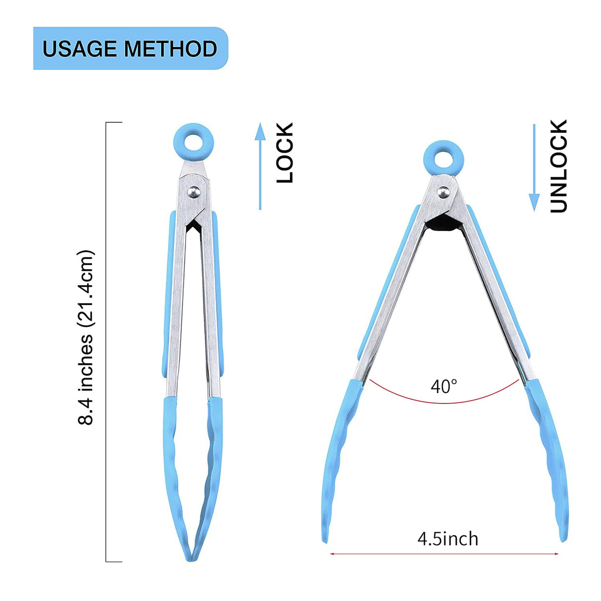 MSY BIGSUNNY Kitchen Food Tongs - 7" Mini Silicone Serving Tongs - Set of 3 (Blue) MSY BIGSUNNY