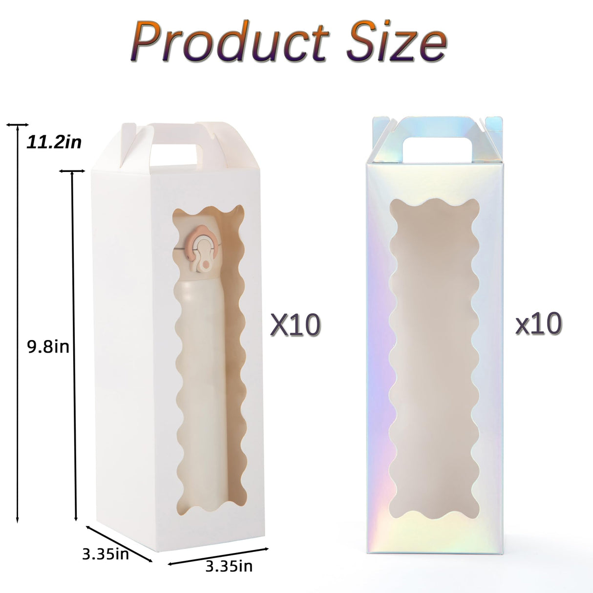 Hzzycaxli Christmas Gift Boxes with Handle for Sublimation Glass Cup,Tumbler Gift Box for 20oz/30oz Sublimation Glass Can Blanks, Wine Bottle Cup Wrapping Packaging Boxes (Laser&white-20p) Hzzycaxli