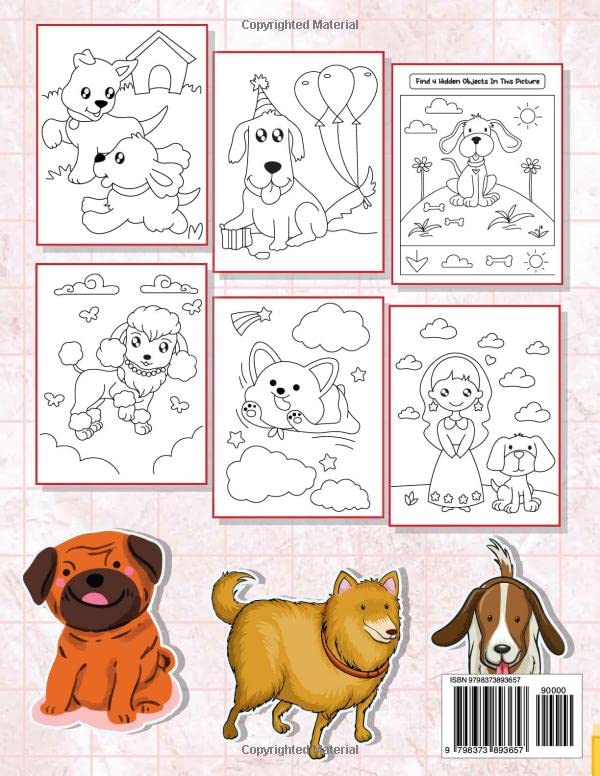 Amazing Dogs Coloring Book Ages 4-8: Dog and Puppy Lovers, 50 Fun Coloring Pages For Toddlers, Kids, Preschool and Kindergarten (Kids Coloring Activity Books)