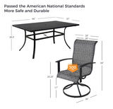 Grand patio 10-Piece Patio Dining Set for 8, Outdoor Dining Set with Swiviel Patio Chairs & 1 Rectangular Woodgrain Dining Table with Umbrella Hole, Black & Grey Plaid Grand patio