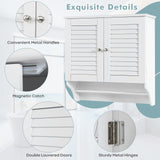 Tangkula White Wall Mounted Bathroom Storage Cabinet with Adjustable Shelves and Double Louvered Doors Tangkula