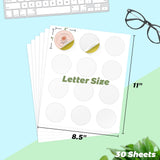 HABGP 2" Round Sticker Labels, Matte Circle Stickers for Inkjet Printer, Printable Blank White Strong Adhesive Labels for Logo, Business, 30 Sheets, 360 Labels habgp