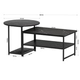 WOHOMO Coffee Table, Black Modern Coffee Tables for Living Room 2 in 1Detachable Small Center Table Set with Storage, Black Marble WOHOMO