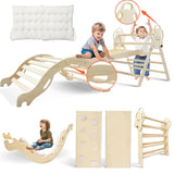 Pikler Triangle Set 7in1 Montessori Foldable Wooden Baby Climbing Toys for Toddlers 18months-6years Inside Jungle Play Gym for Kids,Indoor Playground with Ramp,Arch and Ladder dbodb