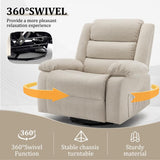 Korser Recliner Chair, Wide Rocker Chair, Rocking Chair with Massage and Heat,360°Swivel Nursery Rocking Chairs, Oversized Recliner for Adults, Cashmere Reclining Sofa for Living Room, Beige Korser