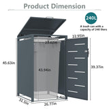 Outdoor Trash Can Storage Shed,Wheelie Bin Hideaways,Wheelie Bin Box 2 x 240L Made of Solid Steel,Weatherproof and Powder-Coated with Automatic Lid, Lockable,Perfect for Garden,Backyard (2, Black) Anxeit