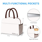 DALINDA Lunch Bag Lunch Box for Women Men Reusable Insulated Lunch Tote Bag, Handbags Case High Capacity for Travel Work Picnic,white DALINDA