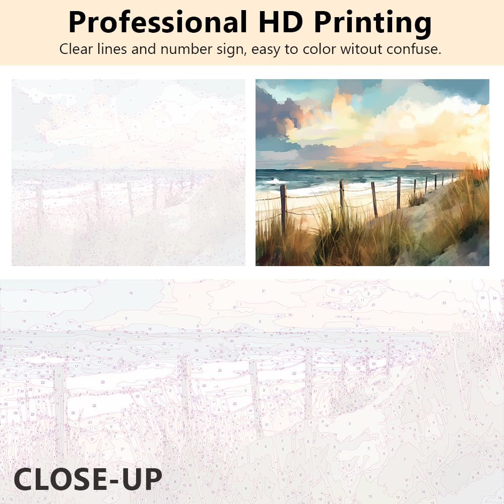 TUMOVO Paint by Numbers for Adults and Kids Summer Landscape with Sea DIY Paint by Number Oil Paintings Arts and Crafts Paint by Numbers Kits Acrylic Painting Home Decoration 16 x 20 Inch TUMOVO