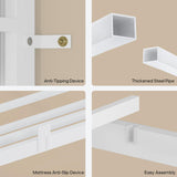 BTHFST Bunk Bed Twin Over Twin with 4 Storage Drawers & Shelves & Bedside Caddy, Twin Bunk Beds with Charging Station & Led Lights, Metal Bunk Bed with Safety Guardrail & Angled Ladder for Kids, White BTHFST