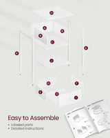 VASAGLE Nightstands Set of 2, End Tables, Side Tables with Drawer and Shelf, 15.7 x 15.7 x 21.7 Inches, Bedroom, Steel Frame, Easy Assembly, Modern, Matte White ULET506W14 VASAGLE