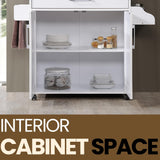 Hodedah Kitchen Island with Spice Rack, Towel Rack & Drawer, White with Beech Top, 15.5 x 35.5-44.9 x 35.2 inches Hodedah