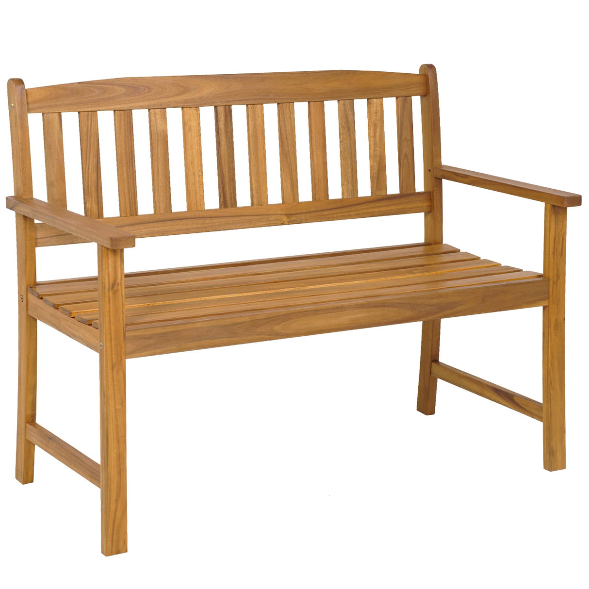 HAPPYGRILL Ergonomic Acacia Wood Loveseat Bench for 2 - All-Weather Patio Seating HAPPYGRILL