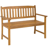 HAPPYGRILL Ergonomic Acacia Wood Loveseat Bench for 2 - All-Weather Patio Seating HAPPYGRILL