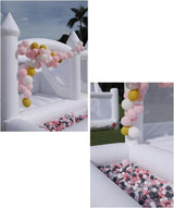 15x15FT White Bounce House for Kids Adults, with Slide & Ball Pit, (Commercial Grade Heavy Duty PVC) (1100W Blower), Large Jumper Bouncy Inflatable Castle, Wedding, Birthday Party, Baptism, 15x15x10ft Okayego