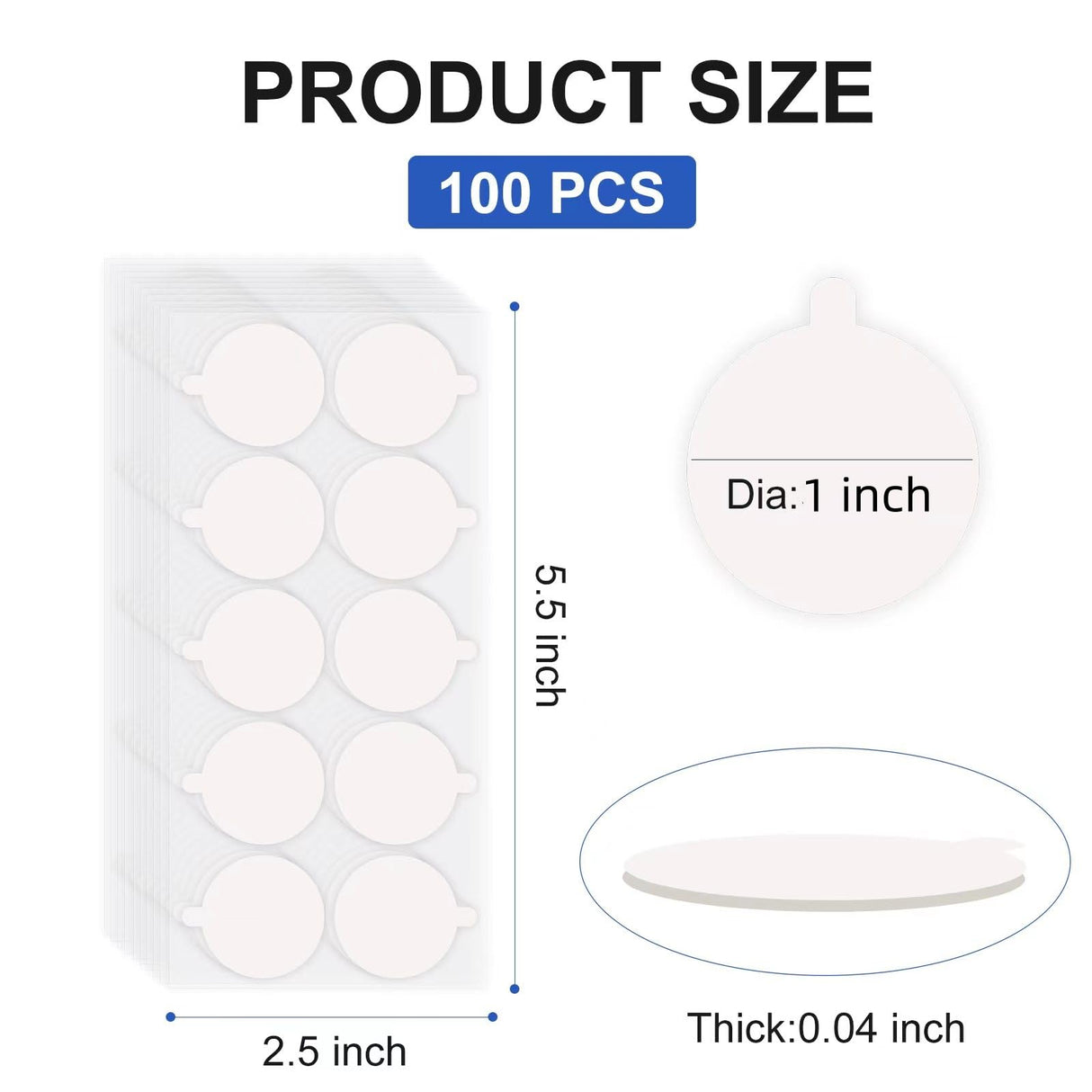 Hasefam 100Pcs Double Sided Tape for Acoustic Foam Panels, Removable Mounting Tape Wall Strong Adhesive Sound proofing Transparent Putty Clear Sticker Heavy Duty 1inch Round Hasefam