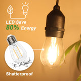 BRIMAX 12FT Outdoor String Lights with 5 LED Bulbs Outdoor Lights Shatterproof Edison Bulb Commercial Grade Waterproof LED Outside Light for Bistro Gazebos Porch Patio Garden BRIMAX