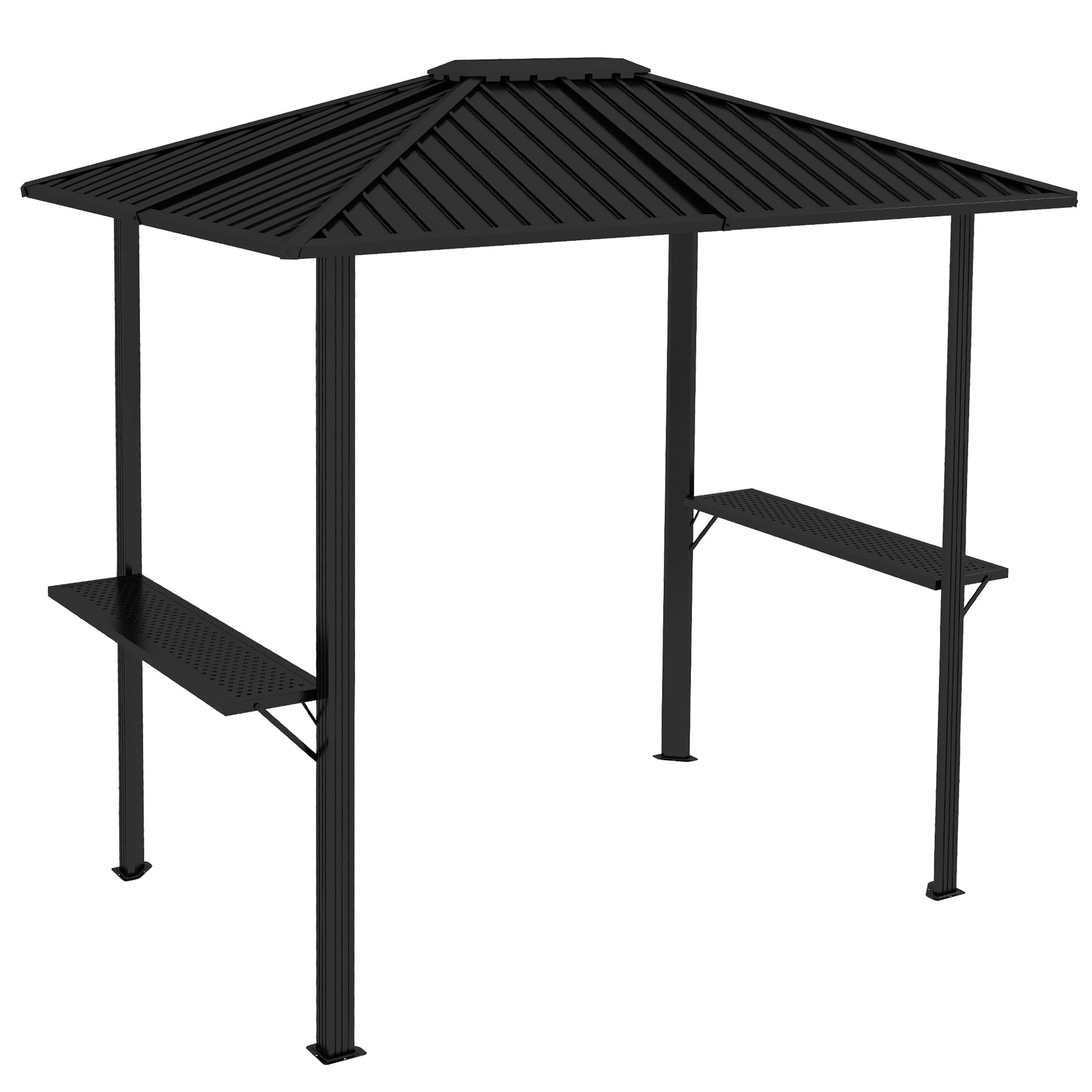 Outsunny 6' x 8' Hardtop Grill Gazebo, BBQ Gazebo with Metal Roof, Aluminum Frame and 2 Side Shelves, for Patio, Lawn, Garden - WoodArtSupply