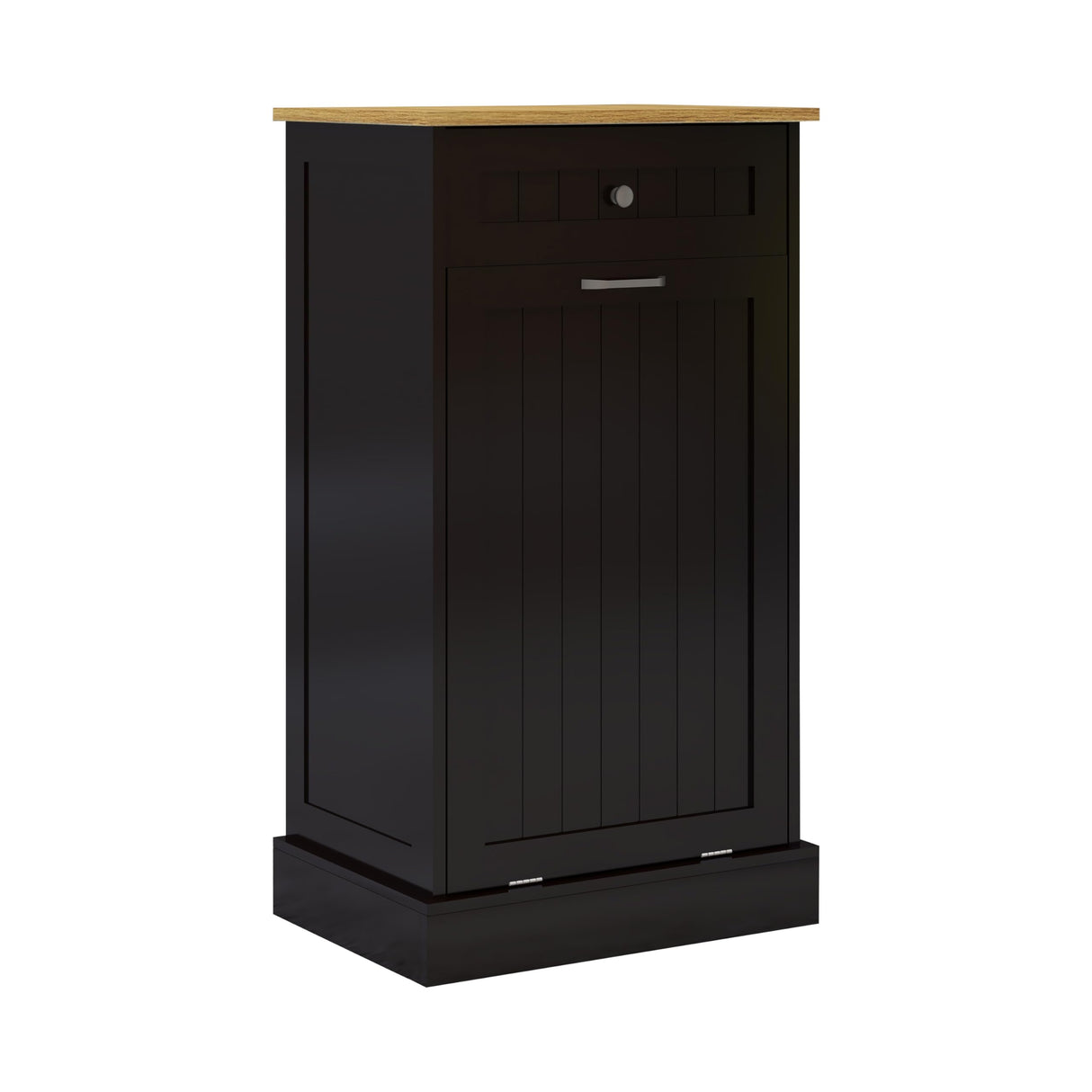 MiHunnor Wooden Simple Style Kitchen Trash Cabinet, Wooden Frame with Drawers and Tilt-Out Trash Cabinet for 10 Gallon Trash Cans 19.69'' W x 13.78'' D x 35.43'' H (Black-021) MiHunnor