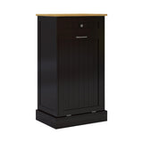MiHunnor Wooden Simple Style Kitchen Trash Cabinet, Wooden Frame with Drawers and Tilt-Out Trash Cabinet for 10 Gallon Trash Cans 19.69'' W x 13.78'' D x 35.43'' H (Black-021) MiHunnor