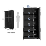 Bobve 5-Tier Elegant Glass Display Cabinet with 4 Doors for Collectibles and Books, 78.7" Tall Bobve