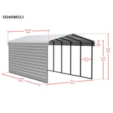 Arrow Carports Galvanized Steel Carport, with 1-Sided Enclosure, Compact Car Metal Carport Kit, 12' x 24' x 9', Eggshell Arrow Shed