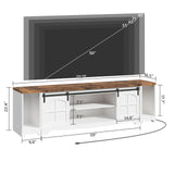 MAHANCRIS Modern Farmhouse 3 in 1 TV Stand for up to 85" TVs, 78'' Entertainment Center with Charging Station and Open Storage, 4 AC Outlets，for Living Room, Bedroom, White and Rustic Brown TVBR20E01 MAHANCRIS