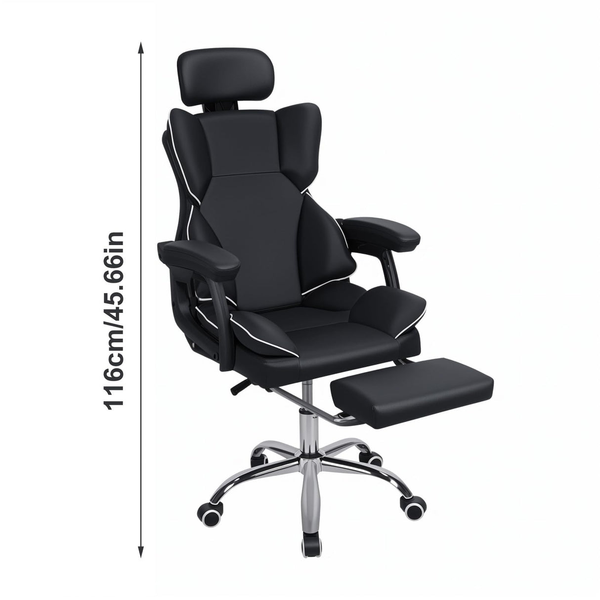 pofluany Gaming Chair Ergonomic Office Chair Home Office Desk Chairs with Footrest High Back Video Game Chair Reclining Computer Chair with Lumbar Support (Black) pofluany