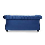 Merax 61" Retro Chesterfield Loveseat Sofa with Button Tufted and Rolled Arm, Small Comfy Cloud Couch Sofas, Love Seat for Bedroom, Office, Living Room & Apartment, Easy Assembly Furniture, Blue Merax