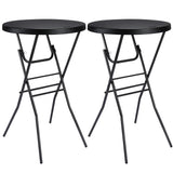 Byliable Cocktail Table 28in Folding Round High Top Indoor Outdoor with Removable Legs, Tall Bistro Foldable Bar Height Table for Parties, Patio, Backyard, Dining Room, Events, Black- 2PCS Byliable