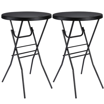 Byliable Cocktail Table 28in Folding Round High Top Indoor Outdoor with Removable Legs, Tall Bistro Foldable Bar Height Table for Parties, Patio, Backyard, Dining Room, Events, Black- 2PCS