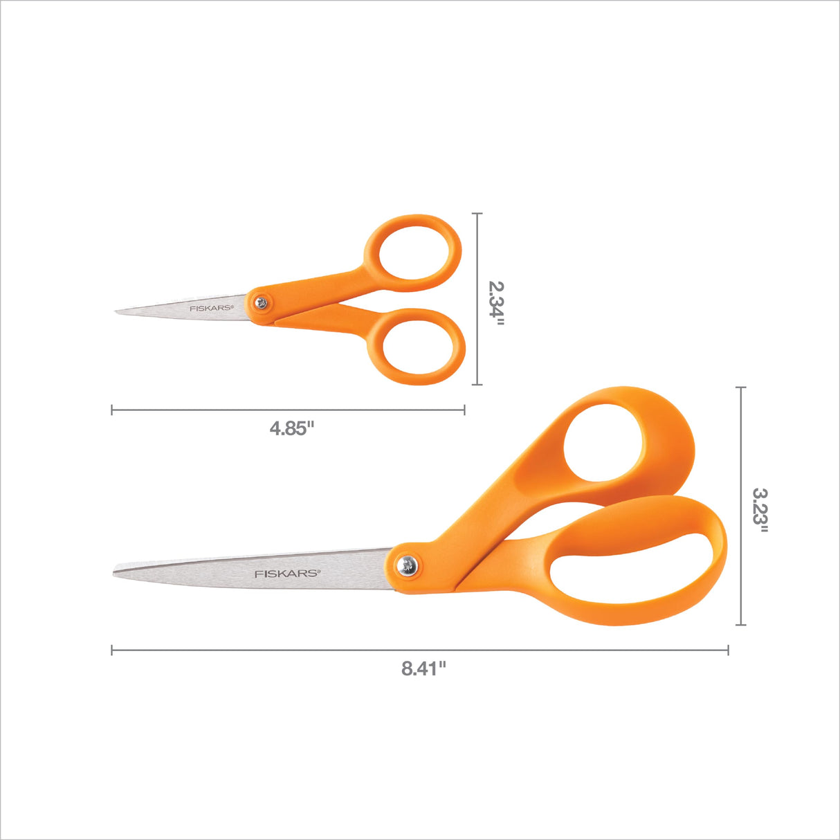 Fiskars Original Orange Handled Scissors 2-Piece Set, 5" Micro Tip and 8" Stainless Steel Scissors, Paper and Fabric Supplies for Office and Arts and Crafts Set, Orange Fiskars