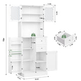 BOTLOG 72" Pantry Cabinet, Tall Storage Cabinet with Microwave Stand, Modern Kitchen Hutch with Glass Doors and Adjustable Shelf for Kitchen, Dining Room, White BOTLOG