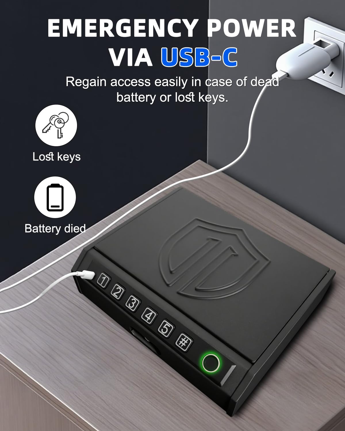 ZCF Mate Gun Safe for Handgun – Upgraded 0.1 Seconds Quick Access Pistol Safe with Fingerprint, Keypad & Backup Key, Silent Mode, Portable Firearm Lock Box for Bedside, Nightstand, Car, Home ZCF mate