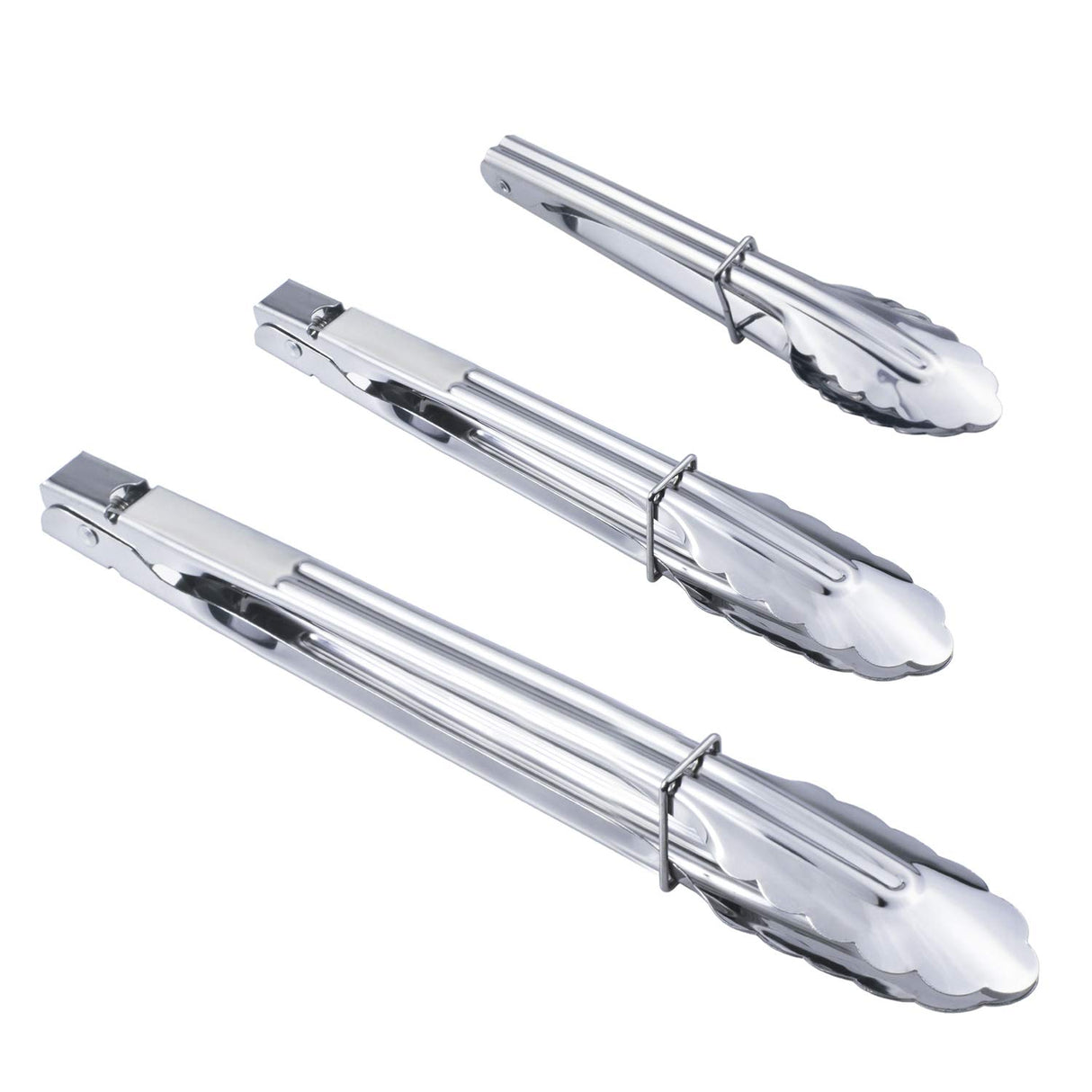 HINMAY Stainless Steel Kitchen Tongs Set Metal Cooking Tongs (7 9 12 Inch 3 Pieces) HINMAY