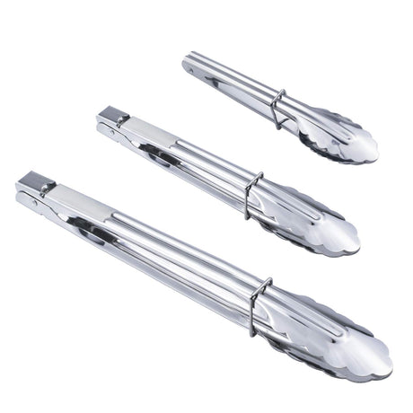 HINMAY Stainless Steel Kitchen Tongs Set Metal Cooking Tongs (7 9 12 Inch 3 Pieces) HINMAY